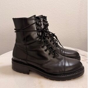ALLSAINTS Black Leather Lace Up Combat Boots Dusty WF0048Z EU40 Sz 7 M or 9 W.